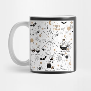 Cute Halloween Cat Ghost Doodle Mug